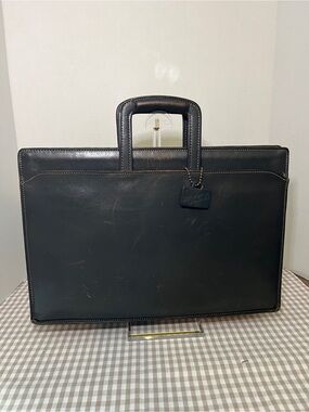 Vintage Schlesinger  Brothers Black Leather Briefcase / Portfolio 1970's-80's